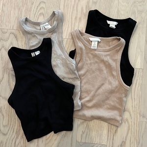 H&M crop tops in neutral colors. Set of 4.